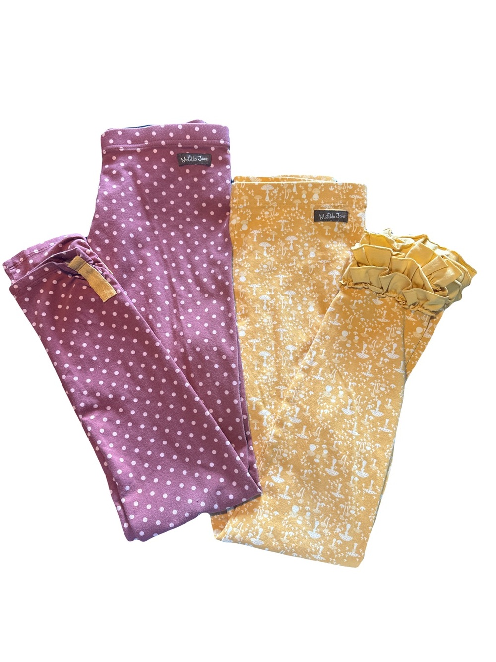 Matilda Jane Purple Polka Dot & Yellow Floral Ruffle Hem Leggings